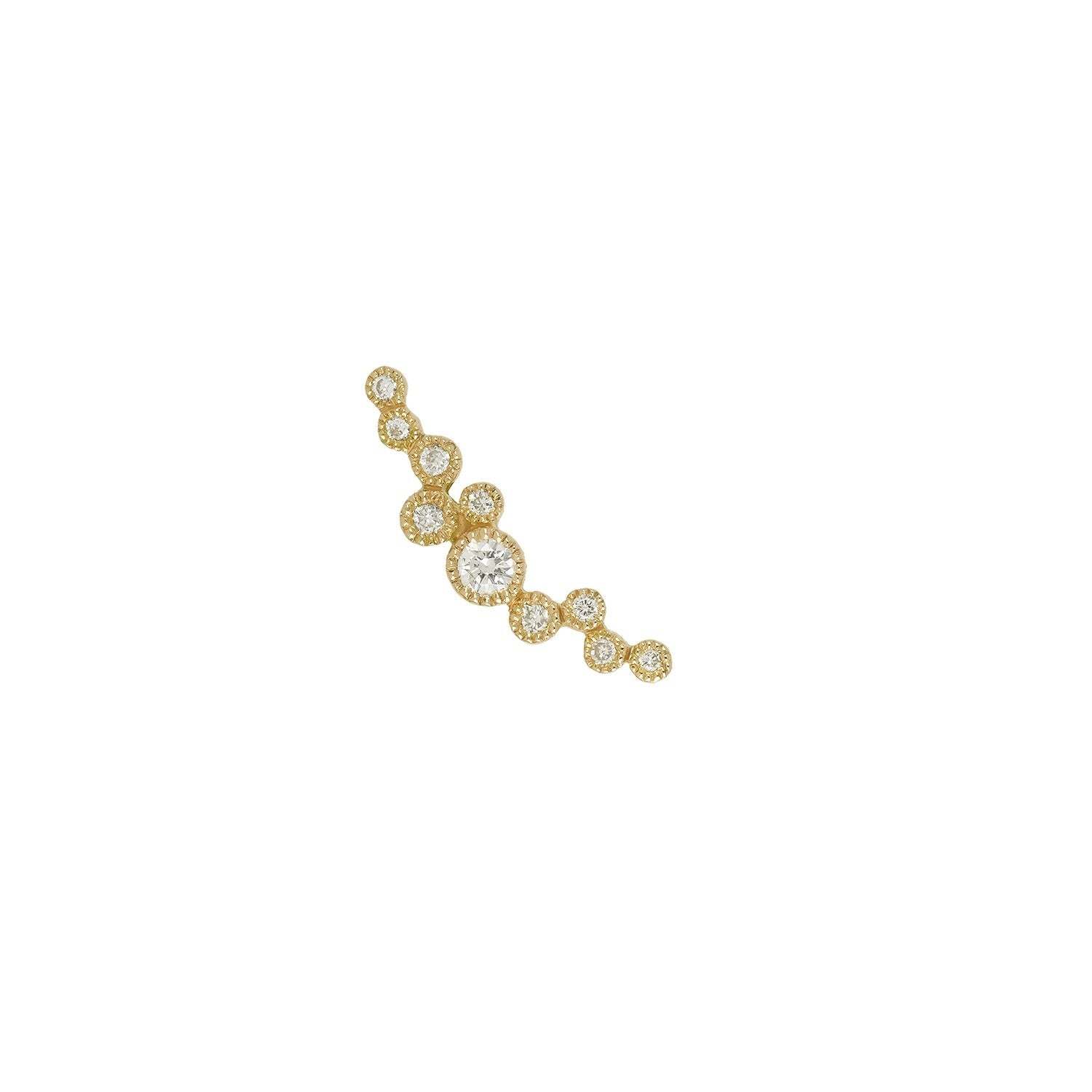 Boucles d'oreilles Nébula courbée, Myrtille Beck , Or rose diamants, boucle d'oreille single, boucle d'oreille de créateur