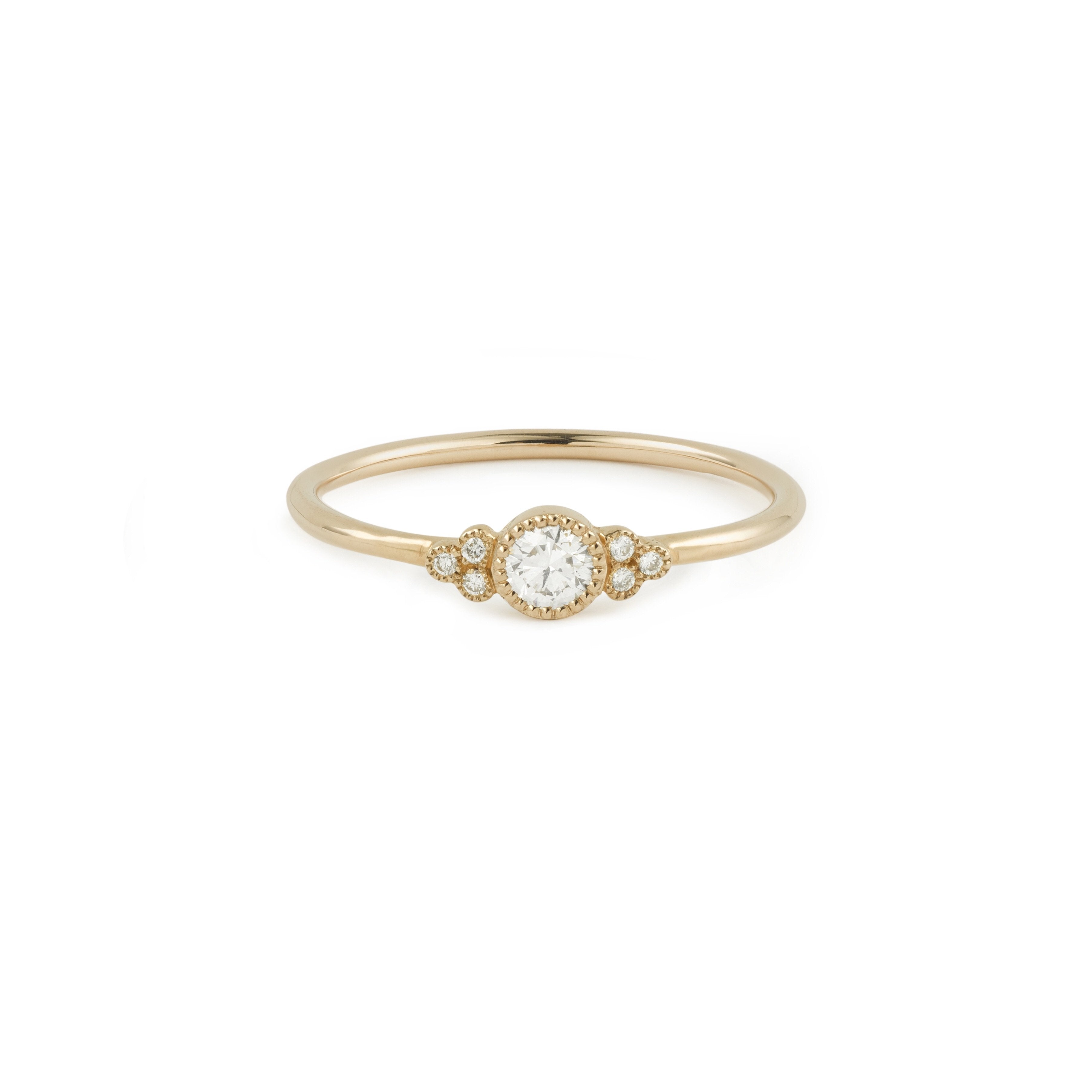 Bague de fiancailles Flora or rose et diamants Myrtille Beck